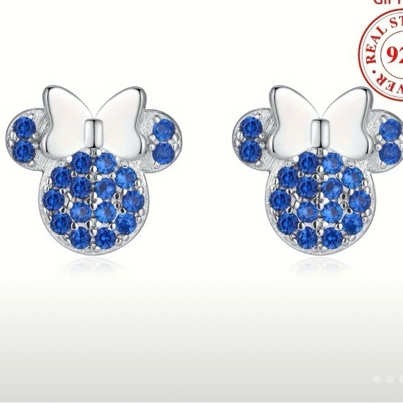 NWT Minnie Mouse Elegant Silver and Blue 925 earrings - Picture 1 of 5
